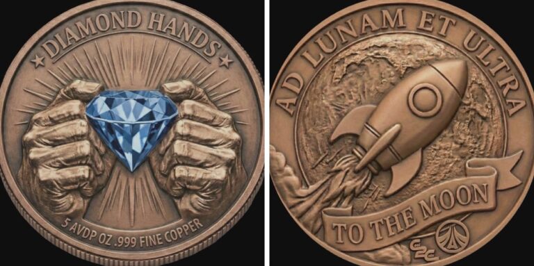 Ad Lunam Et Ultra – To the Moon and Beyond – Diamond Hands 5 oz Copper Art Round